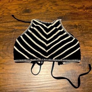 𝅺5/$20 Xhiliration black and white Crochet Bikini Top